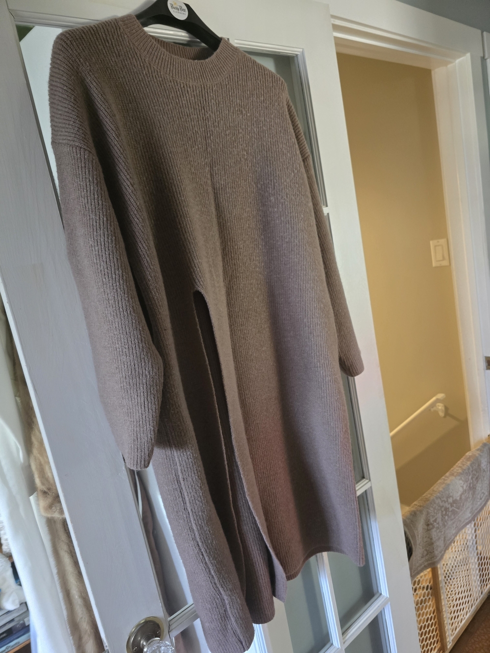 Cozy Taupe Knit Sweater Dress